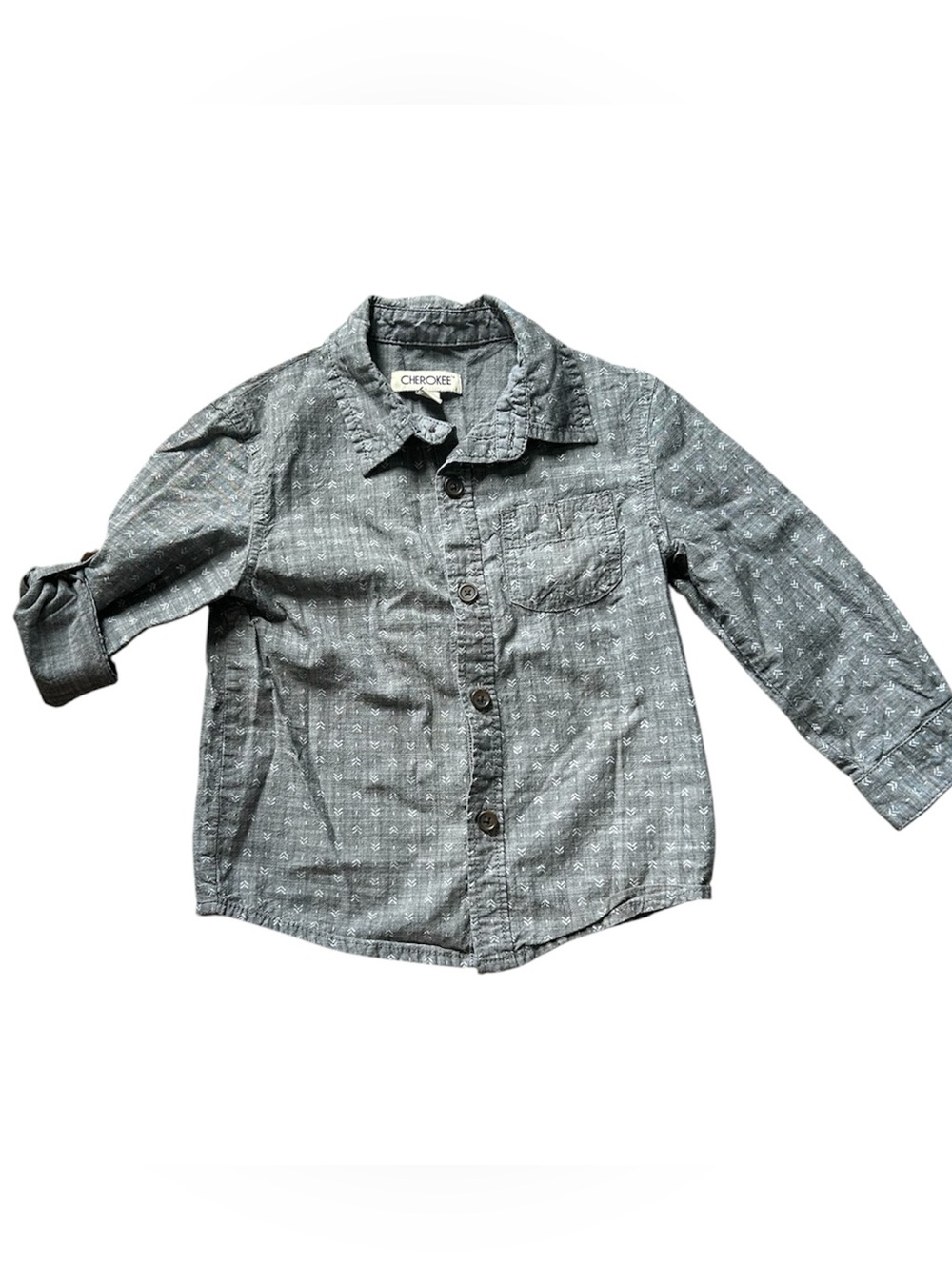 Cherokee Boys' Button-Down Shirt in Heather Gray with Subtle Pattern